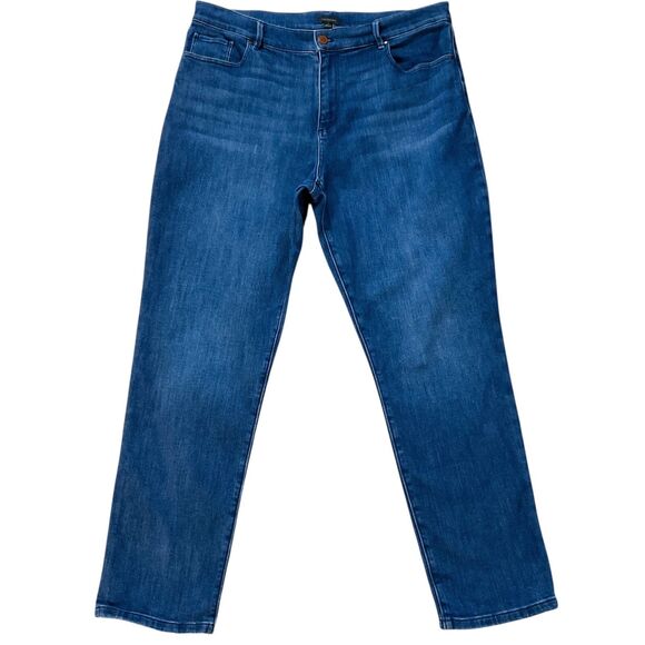 Ann Taylor Womens Jeans size 14 Dark Wash Straight Crop Ankle x28" Denim Stretch - Picture 1 of 10